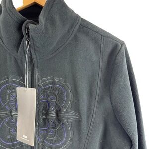 Mondetta Black Fleece Jacket Embroidered Floral Design Full Zip Women's‎ XL
